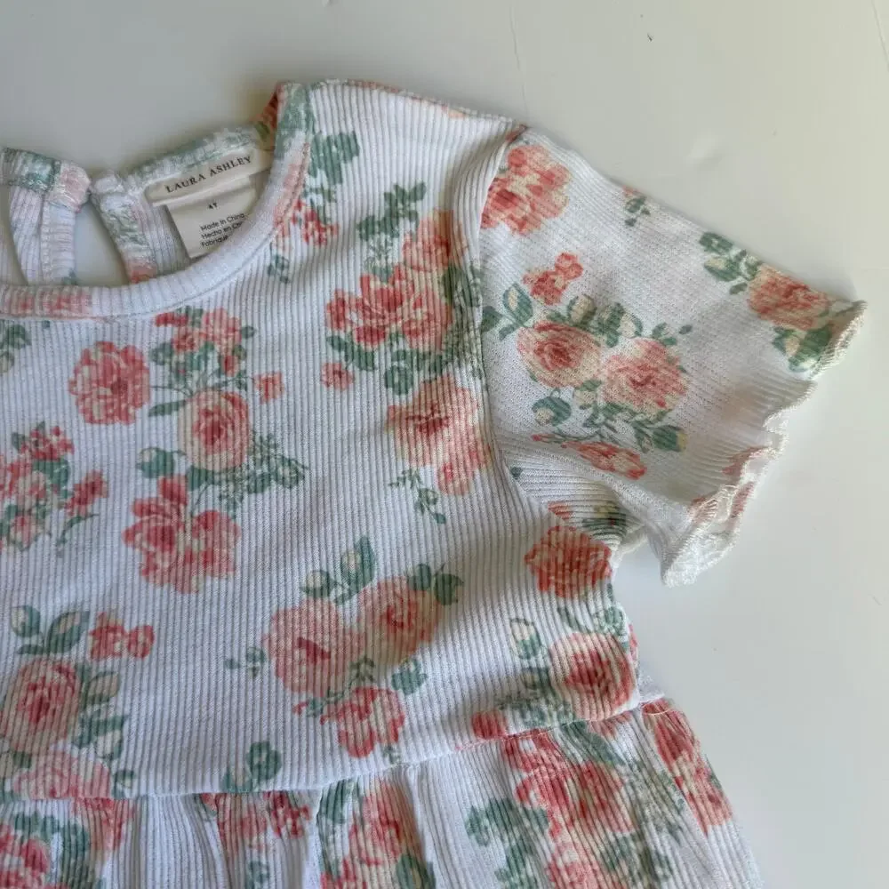 Laura Ashley Girls Ribbed Floral Cotton Dress 4T - Picture 6 of 11